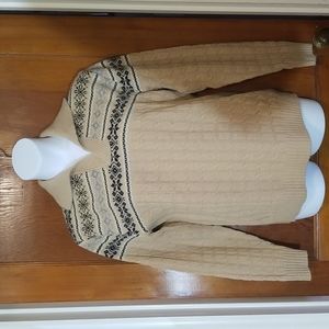 Vintage Lord Jeff Knitted Sweater Size L Cable Knitted Sweater, Camel & Black